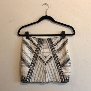 Gianni Bini sequin white mini skirt beaded studded